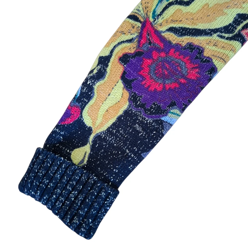 Desigual Jean Jacket With Crochet Knit Overlay Bimaterial Boho Embellished Denim - Picture 5 of 11